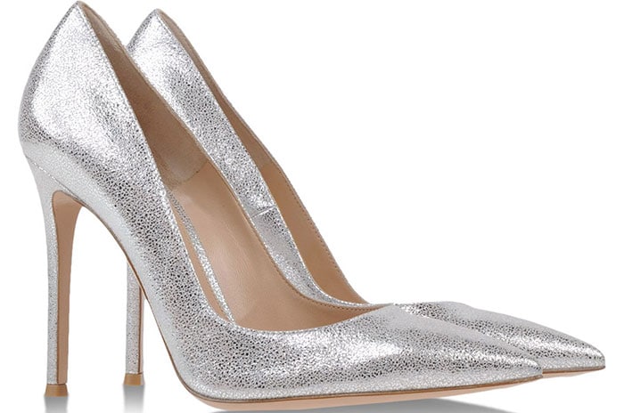 Gianvito Rossi Ellipsis Pumps Crackled Metallic Silver