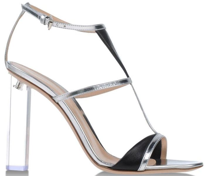 Gianvito Rossi Silver & Black Leather Sandal