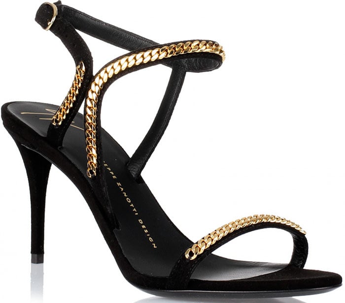 Giuseppe Zanotti Black Suede Chain Sandal