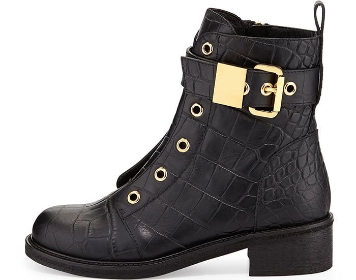 Giuseppe Zanotti Croc-Embossed Leather Moto Boots