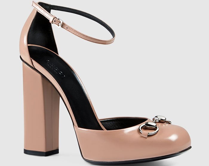 Gucci Polished Leather Loafer Pumps Blush