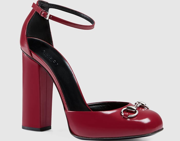 Gucci Polished Leather Loafer Pumps Bordeaux