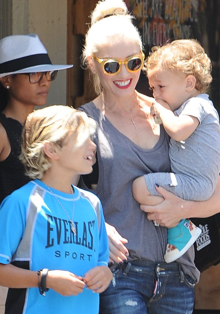 Gwen Stefani steps out to shop with her two sons, Kingston and Apollo