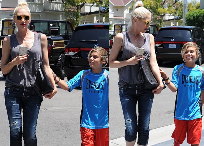 Gwen Stefani tends to her oldest son, Kingston James McGregor Rossdale