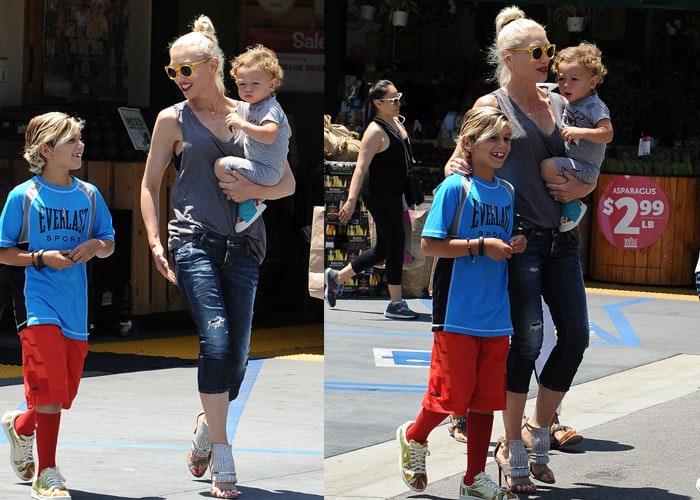 Gwen Stefani shops at Whole Foods with her kids in Burbank on July 28, 2015