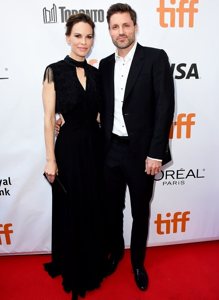 Hilary Swank and her husband Philip Schneider attend the 'What They Had' premiere during 2018 Toronto International Film Festival