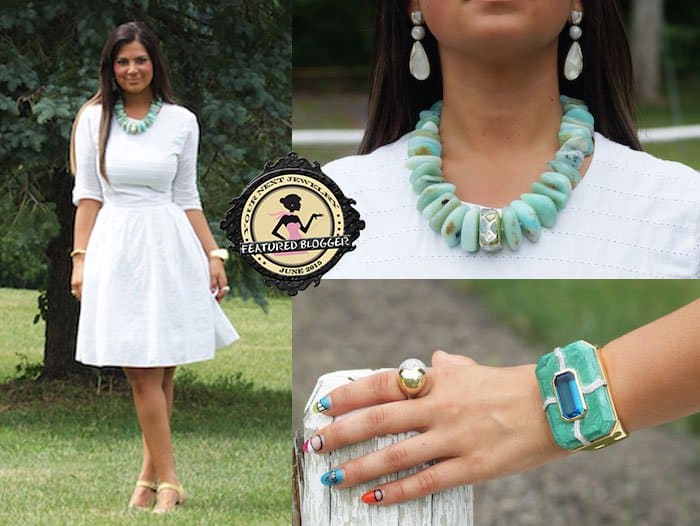 Jaclynn wore statement accessories with her white summer dress