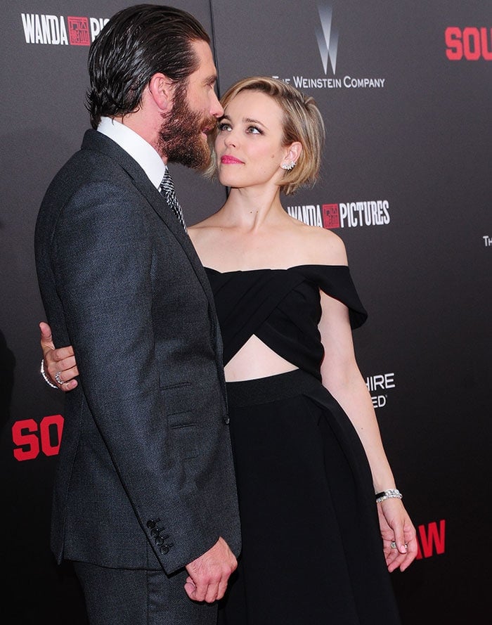 Jake Gyllenhaal and Rachel McAdams attend the premiere of "Southpaw" held at AMC Loews Lincoln Square in New York City on July 20, 2015