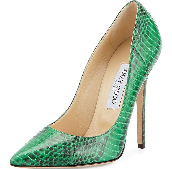 Jimmy Choo Anouk Glossy Snakeskin Pumps