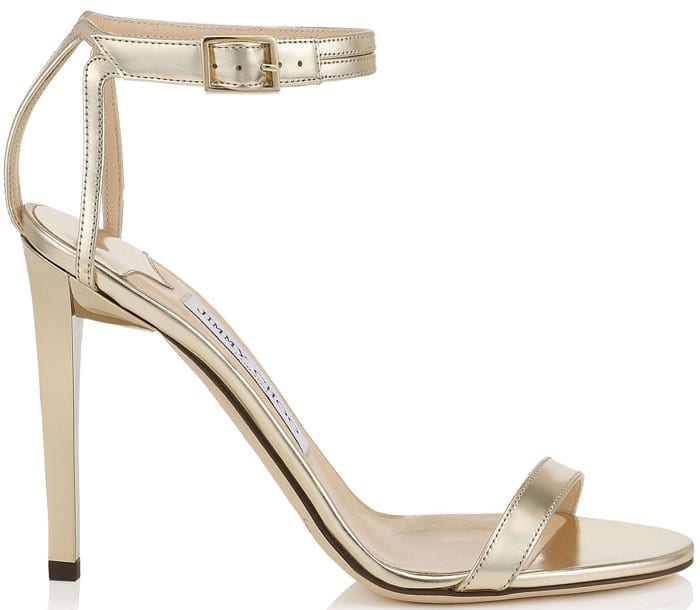 Jimmy Choo Champagne Mirror Leather Sandals