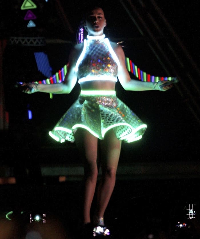 Katy Perry performing live on stage for her Prismatic World Tour