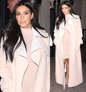 Kim Kardashian in Nude Outfit & Transparent Heels for Kanye West Date