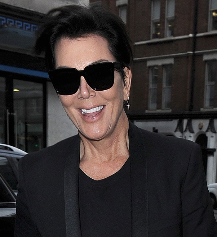 Kris Jenner leaves a studio in North London, England, on July 13, 2015, wearing an all-black look