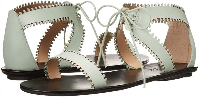 Loeffler Randall "Sofia" Flat Sandals in Mint