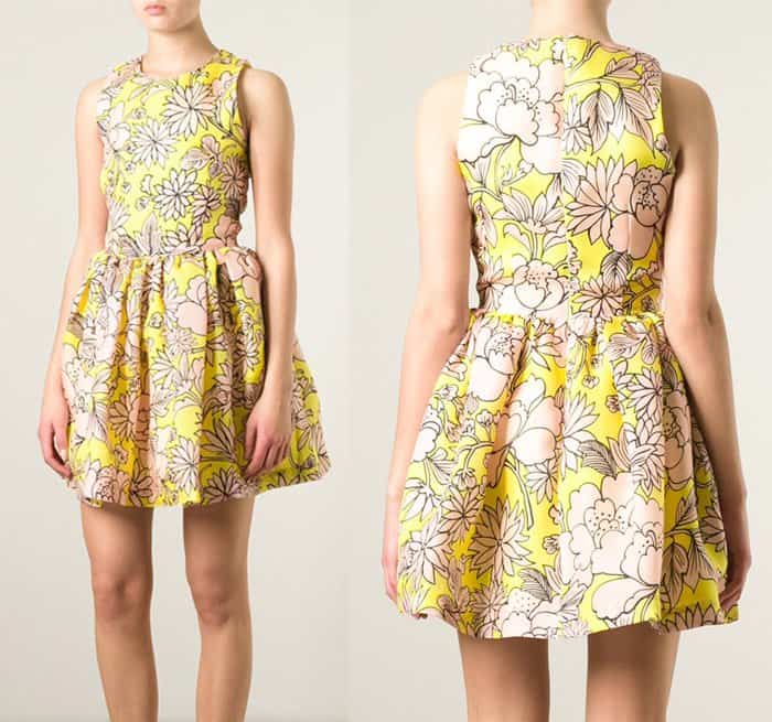 MSGM Floral Print Flared Dress