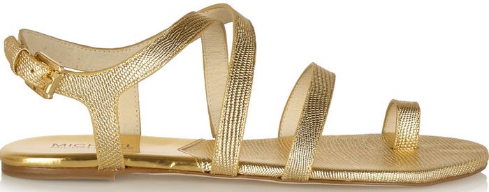 Michael Michael Kors Arianne Metallic Lizard-Effect Leather Sandals