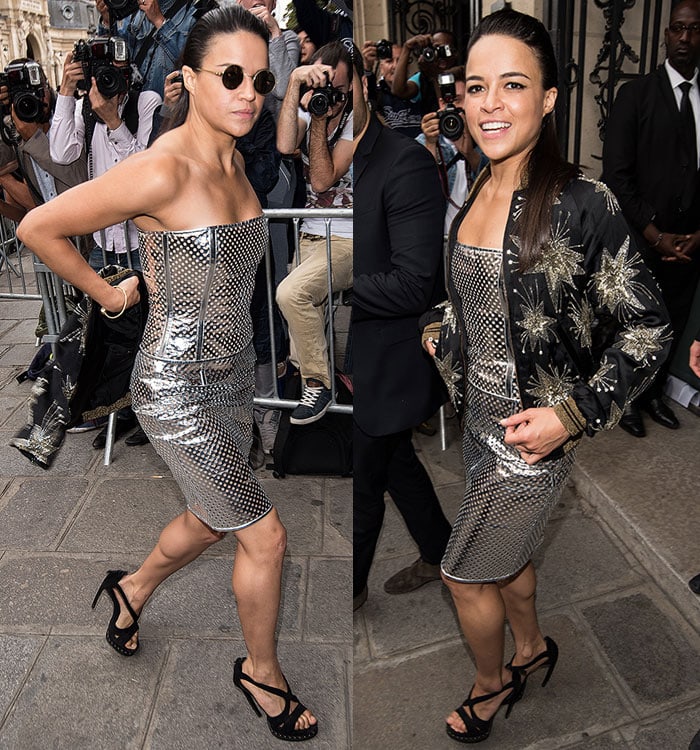 Michelle Rodriguez captivates at the Jean Paul Gaultier show, Paris Fashion Week Haute Couture Fall/Winter 2015/2016