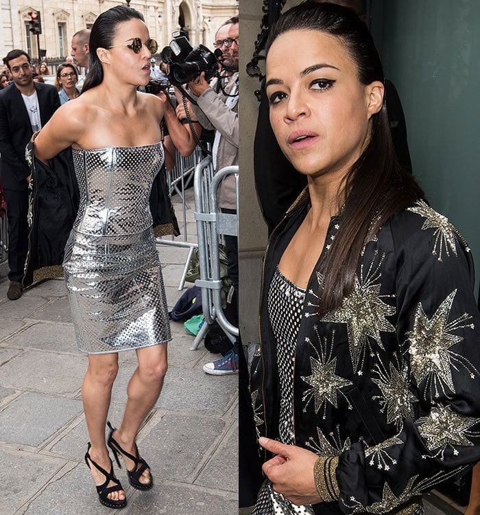 Michelle Rodriguez swapped her usual tomboy style for a feminine look