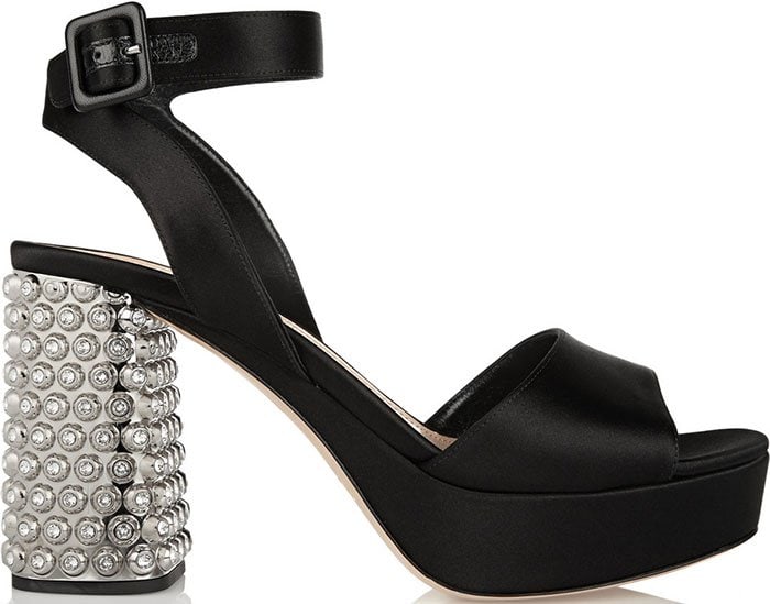 Miu Miu Crystal-Embellished Satin Sandals