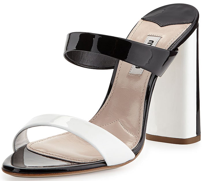 Miu Miu bicolor patent slide sandals