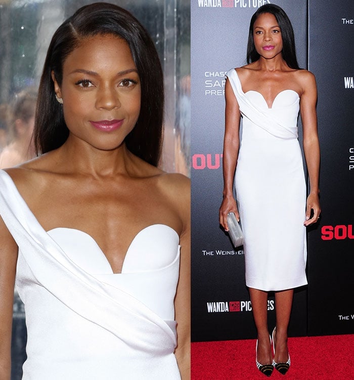 Naomie Harris wore her hair down with a side part at the New York premiere of "Southpaw"