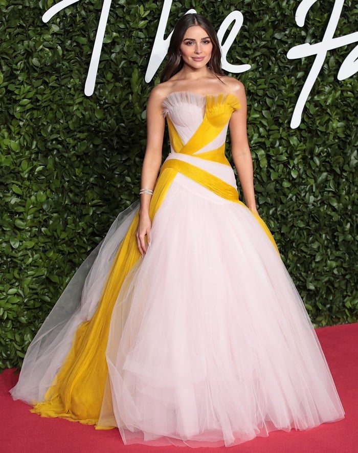 Olivia Culpo in a Ralph & Russo Fall 2019 Couture gown on the red carpet at The Fashion Awards