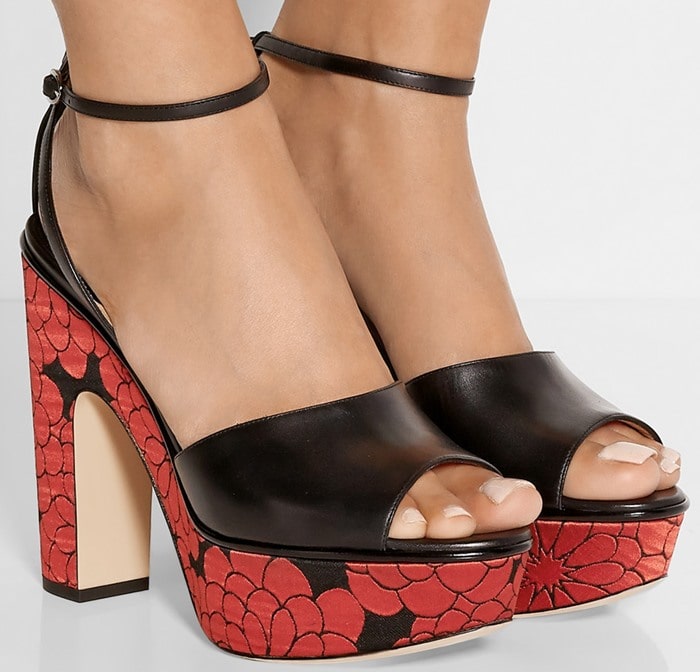 Paul Andrew Horatio Leather and Jacquard Platform Sandals