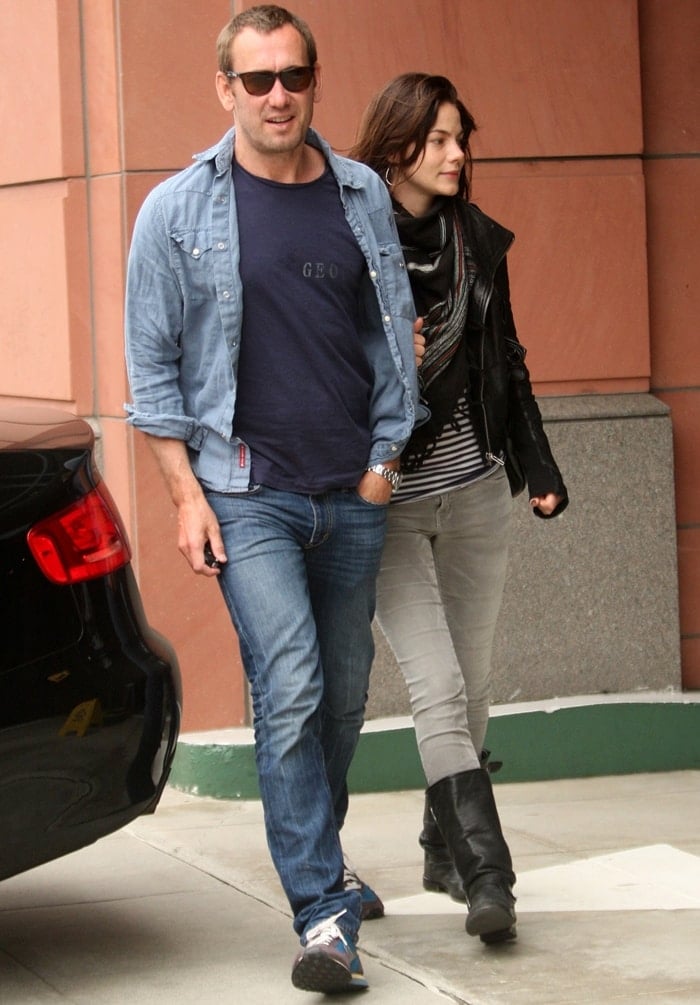 Graphic artist Peter White and Michelle Monaghan going to the medical center