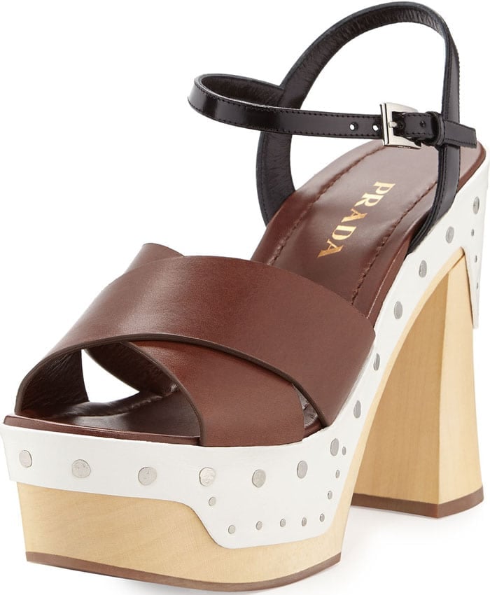 Prada Colorblock Clog-Bottom Sandal