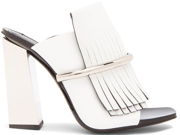 Proenza Schouler Leather Fringe Mules White