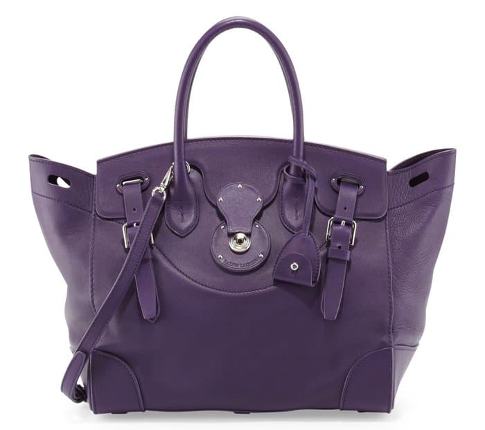 Ralph Lauren “Ricky 33” Calfskin Satchel Bag in Purple