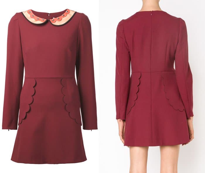 Red Valentino Collar Scalloped Detail Dress