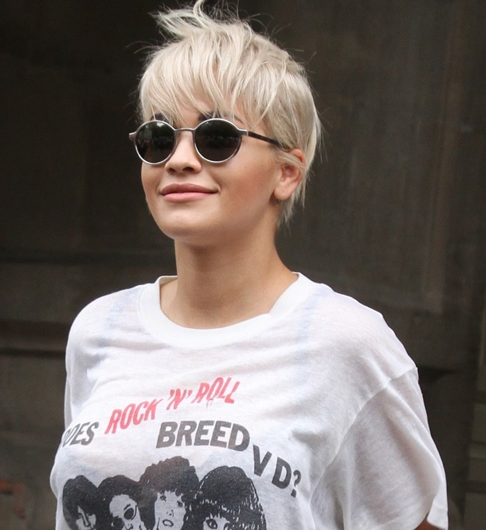 Rita Ora leaves the Grand Palais after the Chanel Paris Haute Couture show