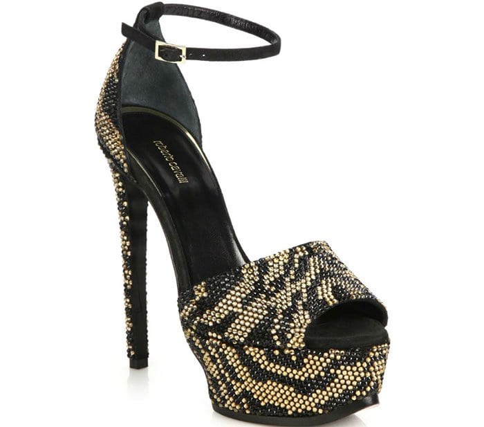 Roberto Cavalli Swarovski-Crystal-Embellished Platform Sandals