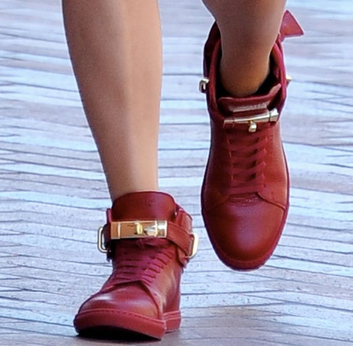 Ruby Rose's feet in Buscemi wedge sneakers