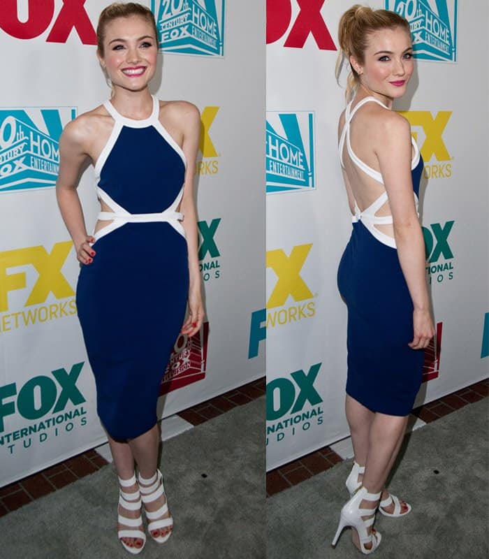 Skyler Samuels looked adorable in strappy sandals with a cut-out dress at the Comic-Con International 2015 - 20th Century Fox Party