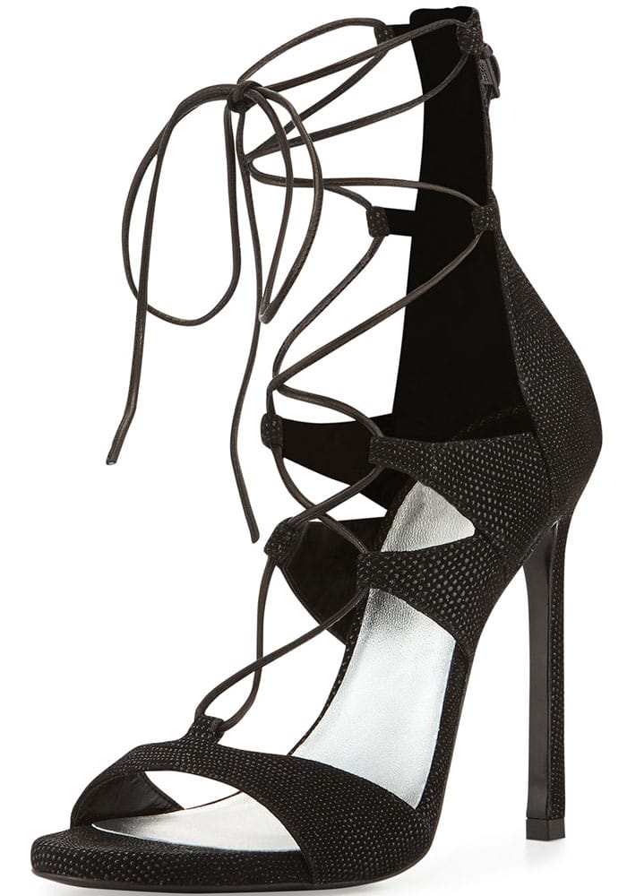 Stuart Weitzman Leg Wrap Lace-Up Sandal in Black