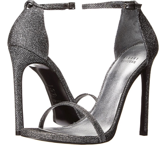 Stuart Weitzman Nudist Single-Band Sandals Pewter