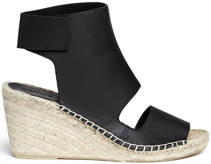 Vince Spencer Leather Espadrille Wedge Sandals