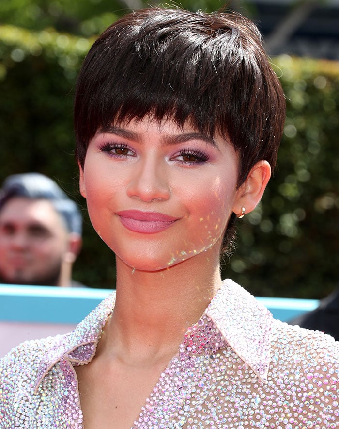 Zendaya Debuts Pixie Cut In Nicolas Jebran Shirt Dress And Crystal