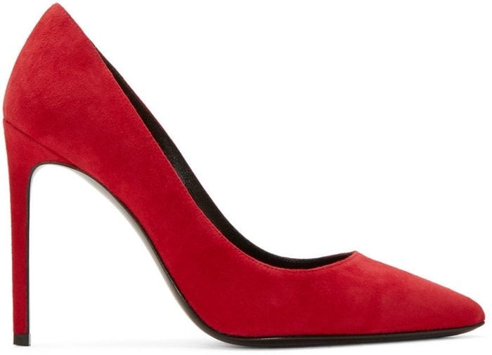 saint laurent paris pumps red suede