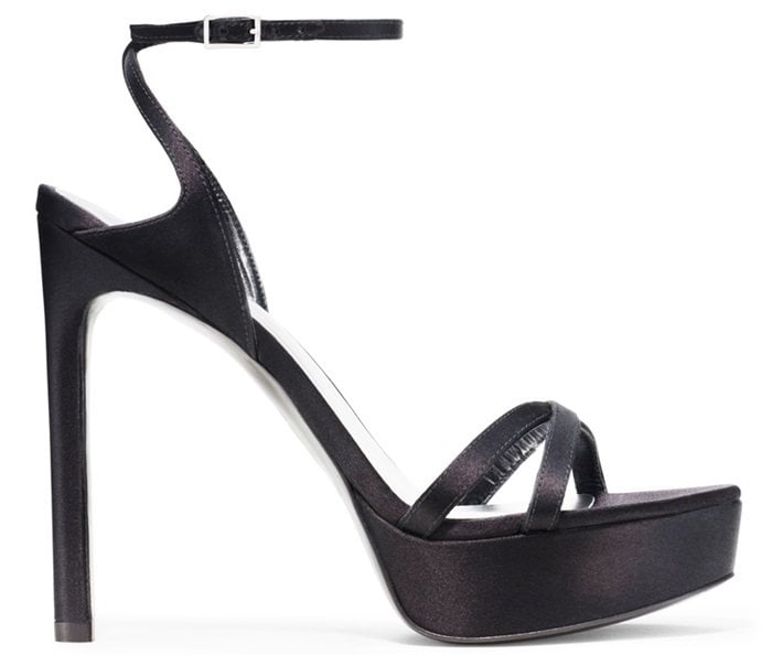 Stuart Weitzman "Bebare" Sandals in Black Satin