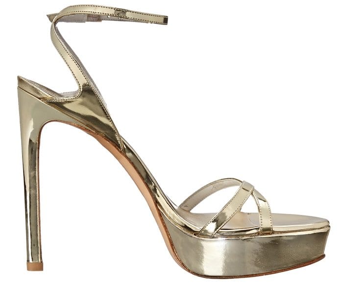 Stuart Weitzman "Bebare" Sandals in Metallic Gold