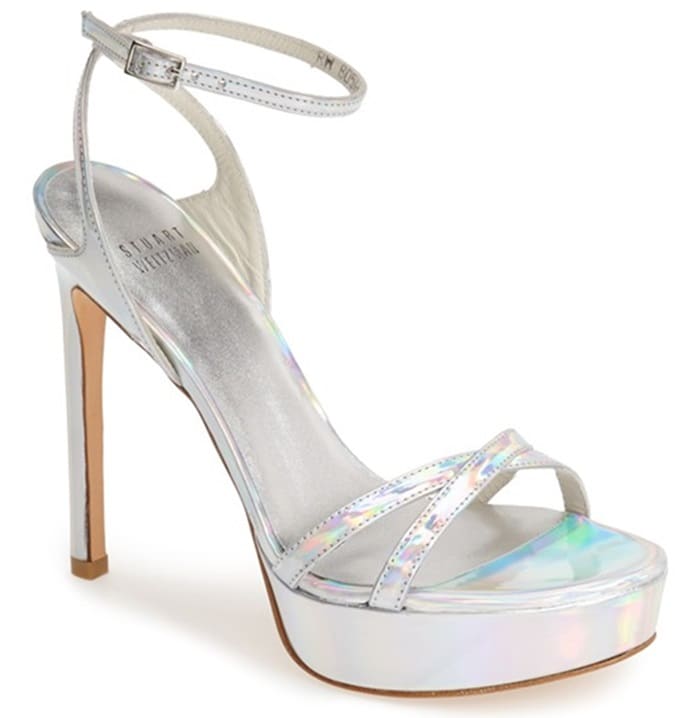 Stuart Weitzman "Bebare" Sandals in Silver Specchio