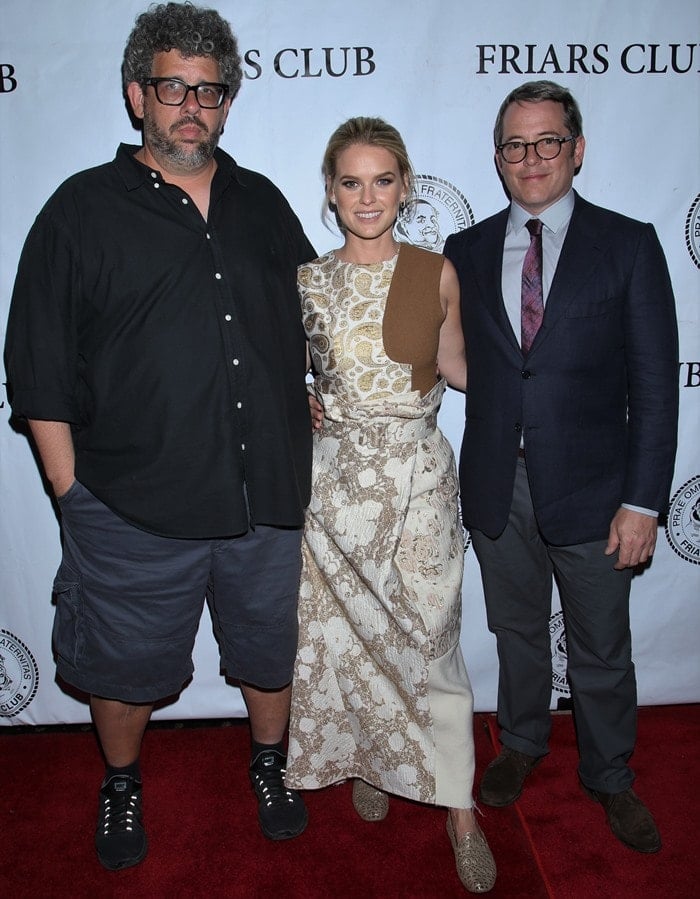 Neil LaBute, Alice Eve, and Matthew Broderick pose at a screening of "Dirty Weekend"