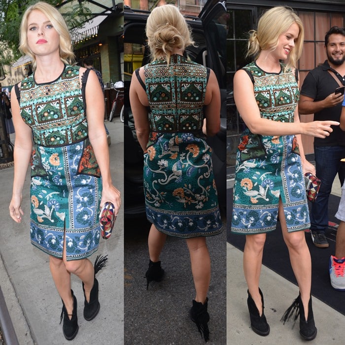 Alice Eve leaving her hotel on her way to the AMC Lincoln Square Theater in New York City to attend the New York premiere of Ricki And The Flash on August 3, 2015