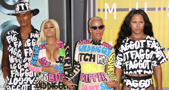 Amber Rose, Blac Chyna, and their entourage attend the 2015 MTV Video Music Awards held August 30, 2015 at the Microsoft Theater in Los Angeles