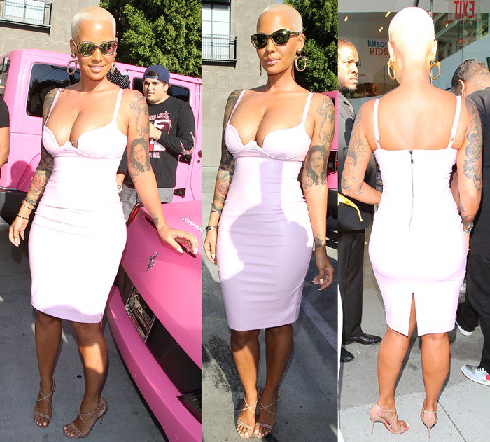 Amber Rose in a body-hugging ensemble that did not leave much to the imagination