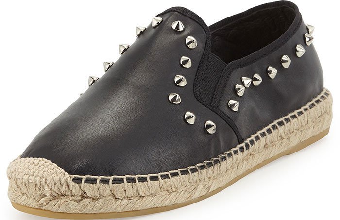 Ash “Zest” Studded Espadrilles Black Leather