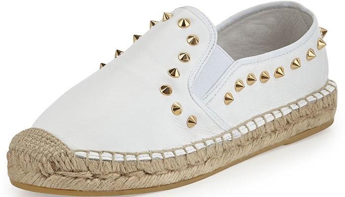 Ash “Zest” Studded Espadrilles White Leather